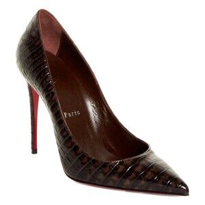 Christian Louboutin Kate 100 Croc Embossed Leather Pumps Heels IT 36.5 / US 6.5
